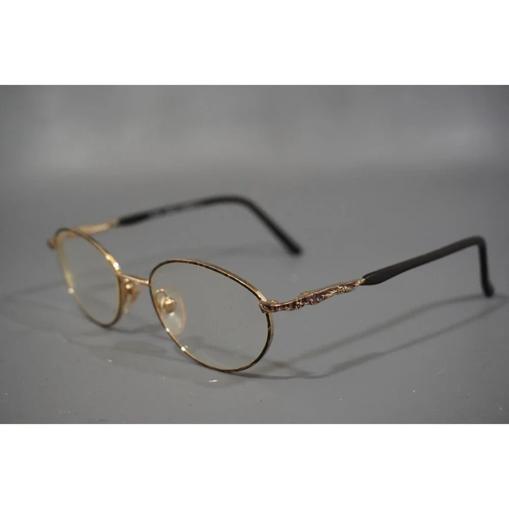 Laura Ashley Georgia SABLE Gold Purple 50-18 135 Vintage Oval Eyeglasses FRAMES